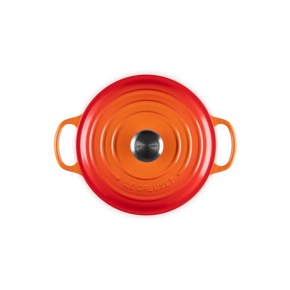 Le Creuset Signature Gusseisen-Bräter mit Deckel, Ø 24 cm, Rund, Für alle Herdarten und Induktion geeignet, Volumen: 4,2 l, 4,305 kg, Ofenrot, 21177240902430