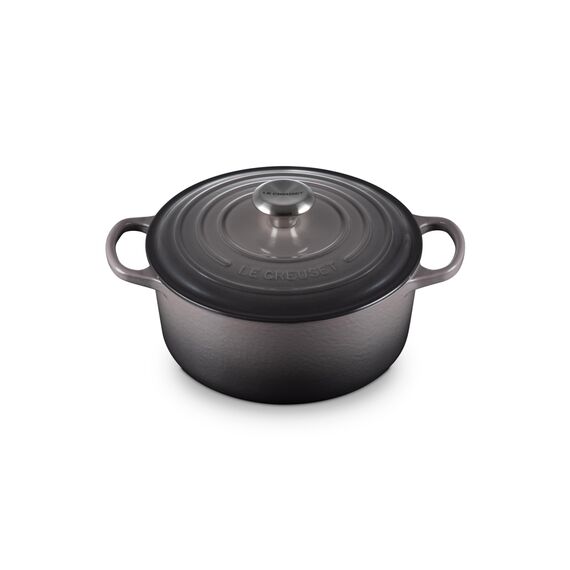 Le Creuset Signature Gusseisen-Bräter mit Deckel, Ø 24 cm, Rund, Für alle Herdarten und Induktion geeignet, Volumen: 4,2 l, 4,305 kg, Flint, 21177244442430