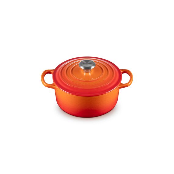 Le Creuset Signature Gusseisen-Bräter mit Deckel, Ø 18 cm, Rund, Für alle Herdarten und Induktion geeignet, Volumen: 1,8 l, 2,572 kg, Ofenrot, 21177180902430