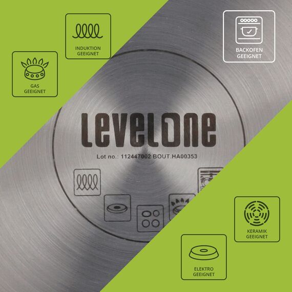 Level One Topf Edelstahl 14 cm Kochtopf Induktion 1,2 Liter, Mini Fleischtopf & Bratentopf mit Glasdeckel für den Backofen, rostfreier Edelstahl, für alle Herdarten geeignet