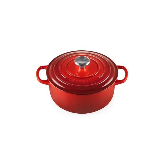 Le Creuset Signature Gusseisen-Bräter mit Deckel, Ø 20 cm, Rund, Für alle Herdarten und Induktion geeignet, Volumen: 2,4 l, 3,092 kg, Kirschrot, 21177200602430