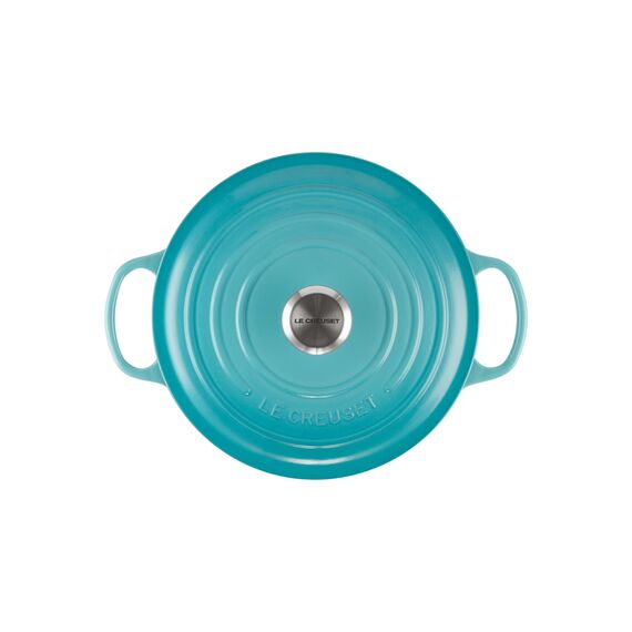 Le Creuset Signature Gusseisen-Bräter mit Deckel, Ø 26 cm, Rund, Für alle Herdarten und Induktion geeignet, Volumen: 5,3 l, 5,135 kg, Karibik, 21177261702430