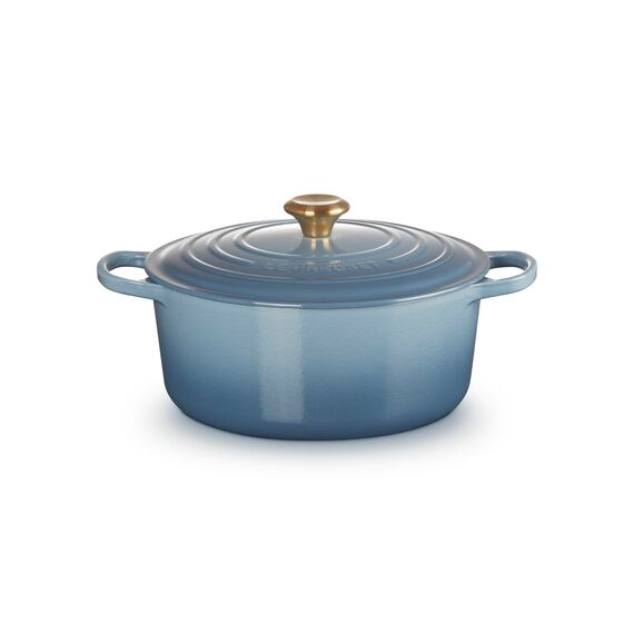 Le Creuset Signature Gusseisen-Bräter mit Deckel, Ø 28 cm, Rund, Für alle Herdarten und Induktion geeignet, Volumen: 6,7 l, 6,125 kg, Chambray, 21177284344441