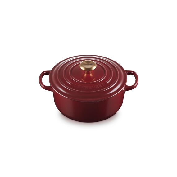 Le Creuset Signature Gusseisen-Bräter mit Deckel, Ø 20 cm, Rund, Für alle Herdarten und Induktion geeignet, Volumen: 2,4 l, 3,092 kg, Garnet, 21177209494441