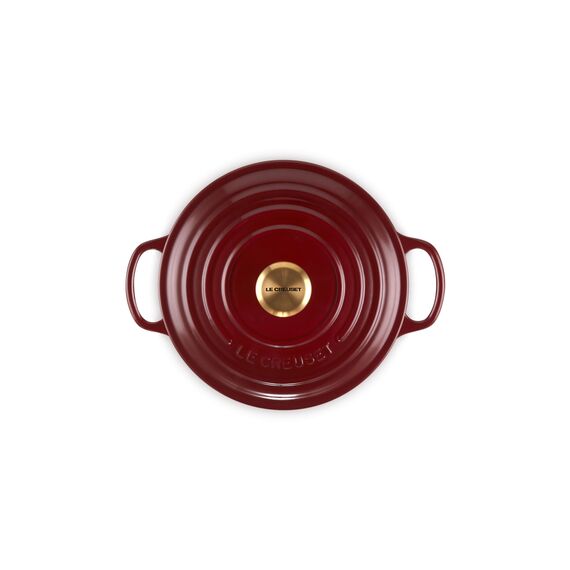 Le Creuset Signature Gusseisen-Bräter mit Deckel, Ø 20 cm, Rund, Für alle Herdarten und Induktion geeignet, Volumen: 2,4 l, 3,092 kg, Garnet, 21177209494441