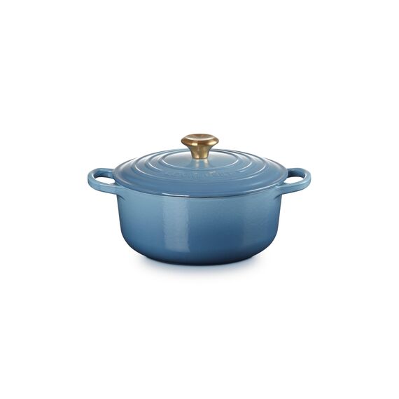 Le Creuset Signature Gusseisen-Bräter mit Deckel, Ø 20 cm, Rund, Für alle Herdarten und Induktion geeignet, Volumen: 2,4 l, 3,092 kg, Chambray, 21177204344441
