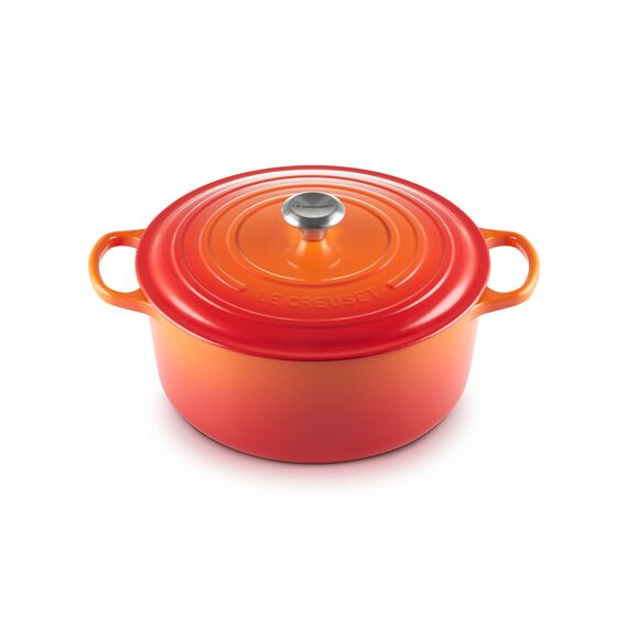 Le Creuset Signature Gusseisen-Bräter mit Deckel, Ø 30 cm, Rund, Für alle Herdarten und Induktion geeignet, Volumen: 8.1 l, 7,165 kg, Ofenrot, 21177300902430