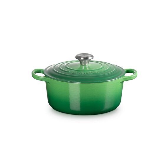 Le Creuset Signature Gusseisen-Bräter mit Deckel, Ø 24 cm, Rund, Für alle Herdarten und Induktion geeignet, Volumen: 4,2 l, 4,305 kg, Bamboo, 21177244082430