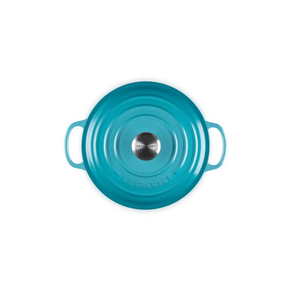 Le Creuset Signature Gusseisen-Bräter mit Deckel, Ø 20 cm, Rund, Für alle Herdarten und Induktion geeignet, Volumen: 2,4 l, 3,092 kg, Karibik, 21177201702430