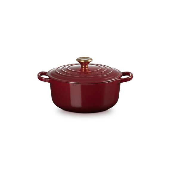Le Creuset Signature Gusseisen-Bräter mit Deckel, Ø 20 cm, Rund, Für alle Herdarten und Induktion geeignet, Volumen: 2,4 l, 3,092 kg, Garnet, 21177209494441