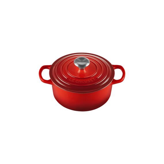 Le Creuset Signature Gusseisen-Bräter mit Deckel, Ø 18 cm, Rund, Für alle Herdarten und Induktion geeignet, Volumen: 1,8 l, 2,572 kg, Kirschrot, 21177180602430