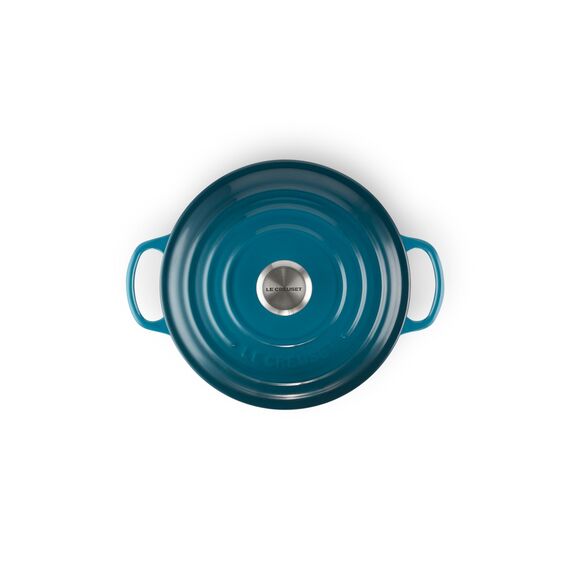 Le Creuset Signature Gusseisen-Bräter mit Deckel, Ø 20 cm, Rund, Für alle Herdarten und Induktion geeignet, Volumen: 2,4 l, 3,092 kg, Deep Teal, 21177206422430