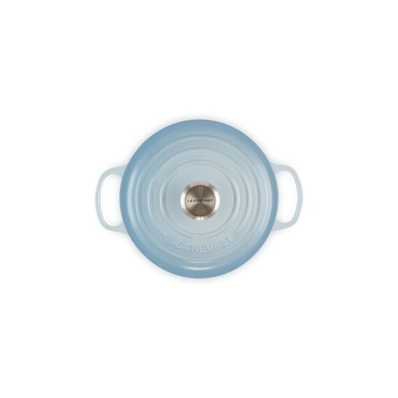Le Creuset Signature Gusseisen-Bräter mit Deckel, Ø 20 cm, Rund, Für alle Herdarten und Induktion geeignet, Volumen: 2,4 l, 3,092 kg, Coastal Blue, 21177204202430