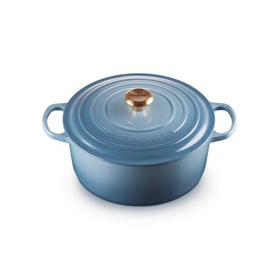 Le Creuset Signature Gusseisen-Bräter mit Deckel, Ø 28 cm, Rund, Für alle Herdarten und Induktion geeignet, Volumen: 6,7 l, 6,125 kg, Chambray, 21177284344441