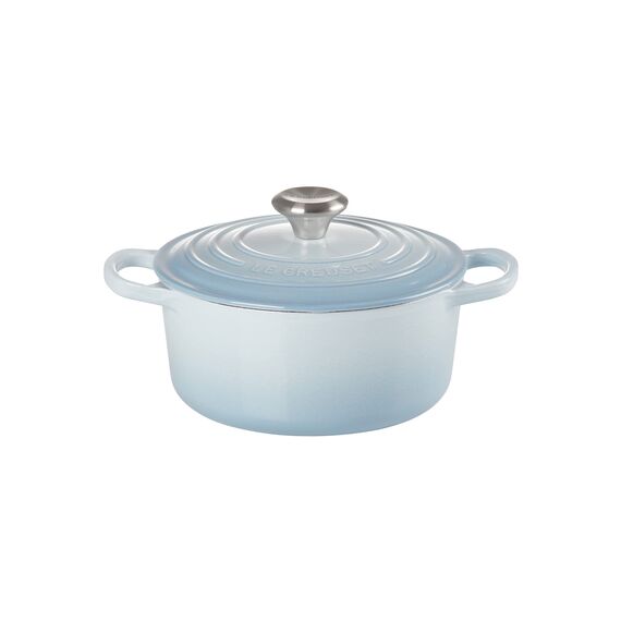 Le Creuset Signature Gusseisen-Bräter mit Deckel, Ø 22 cm, Rund, Für alle Herdarten und Induktion geeignet, Volumen: 3,3 l, 3,932 kg, Coastal Blue, 21177224202430