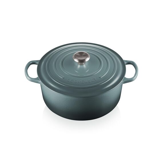 Le Creuset Signature Gusseisen-Bräter mit Deckel, Ø 28 cm, Rund, Für alle Herdarten und Induktion geeignet, Volumen: 6,7 l, 6,125 kg, Ocean, 21177283602430