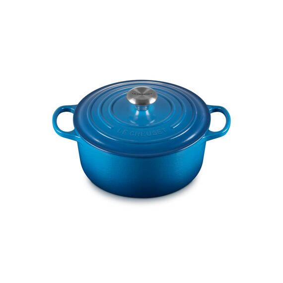 Le Creuset Signature Gusseisen-Bräter mit Deckel, Ø 24 cm, Rund, Für alle Herdarten und Induktion geeignet, Volumen: 4,2 l, 4,305 kg, Marseille