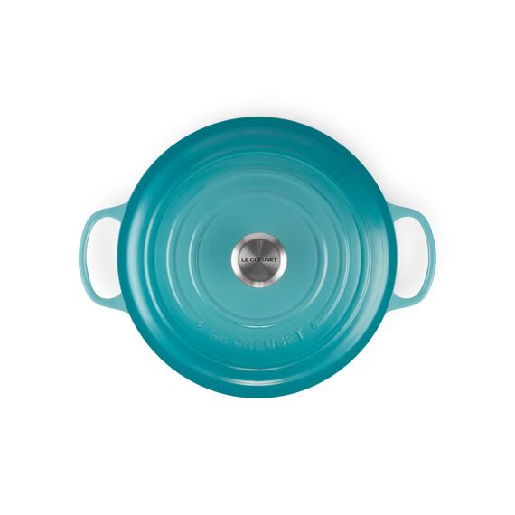 Le Creuset Signature Gusseisen-Bräter mit Deckel, Ø 28 cm, Rund, Für alle Herdarten und Induktion geeignet, Volumen: 6,7 l, 6,125 kg, Karibik, 21177281702430