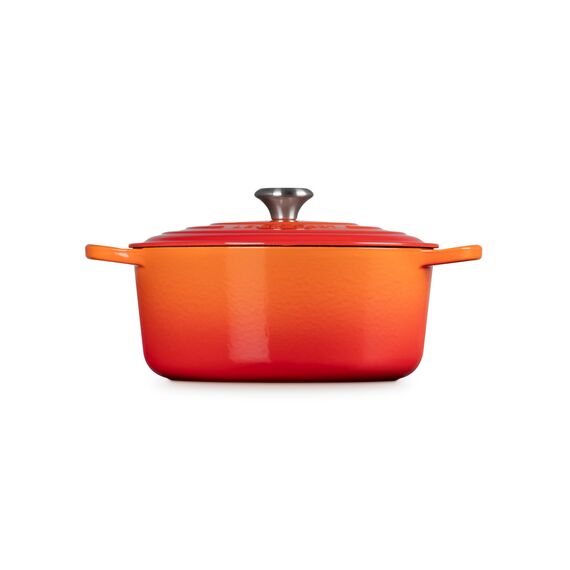 Le Creuset Signature Gusseisen-Bräter mit Deckel, Ø 28 cm, Rund, Für alle Herdarten und Induktion geeignet, Volumen: 6,7 l, 6,125 kg, Ofenrot, 21177280902430