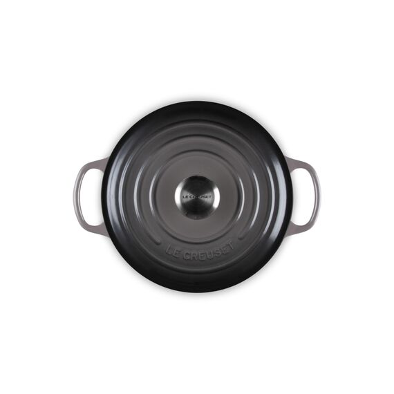 Le Creuset Signature Gusseisen-Bräter mit Deckel, Ø 24 cm, Rund, Für alle Herdarten und Induktion geeignet, Volumen: 4,2 l, 4,305 kg, Flint, 21177244442430