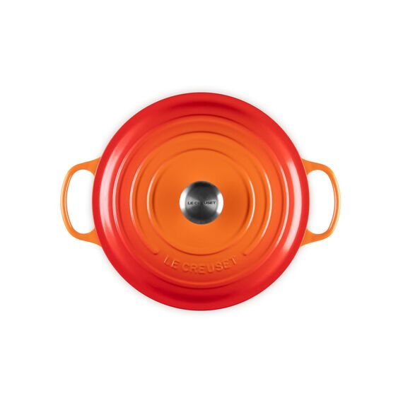 Le Creuset Signature Gusseisen-Bräter mit Deckel, Ø 28 cm, Rund, Für alle Herdarten und Induktion geeignet, Volumen: 6,7 l, 6,125 kg, Ofenrot, 21177280902430