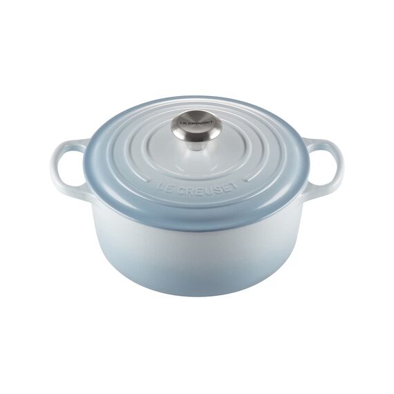 Le Creuset Signature Gusseisen-Bräter mit Deckel, Ø 26 cm, Rund, Für alle Herdarten und Induktion geeignet, Volumen: 5,3 l, 5,135 kg, Coastal Blue, 21177264202430