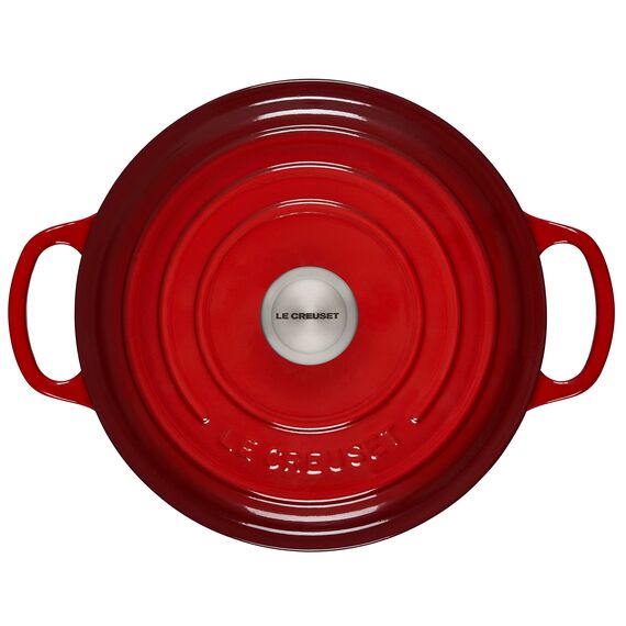 Le Creuset Signature Gusseisen-Bräter mit Deckel, Ø 22 cm, Rund, Für alle Herdarten und Induktion geeignet, Volumen: 3,3 l, 3,932 kg, Kirschrot, 21177220602430