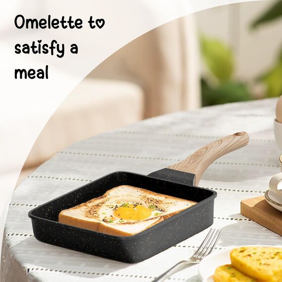 RIOVARM Induktion Tamagoyaki Omelette Pfanne, Antihaft Eierpfanne mit Granit Beschichtung, Kleine Bratpfanne ohne PFOA, Eierpochierpfanne für das Frühstück, Pfannkuchen Pfanne, Camping Pfanne
