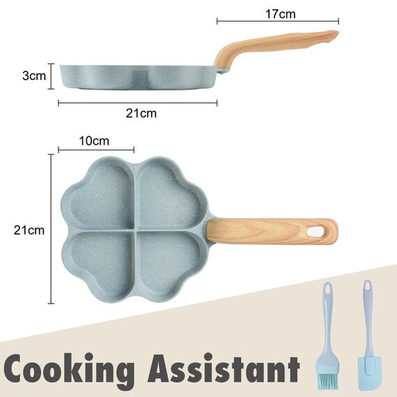 RIOVARM 4-Loch Herzform Eierpfanne Antihaftbeschichtung Granit Kleine Pfannen Induktion Bratpfanne Kreativ Niedlich Omelett-Pfanne ohne PFOA Gesunde Pfannkuchen Pfanne zum Frühstück