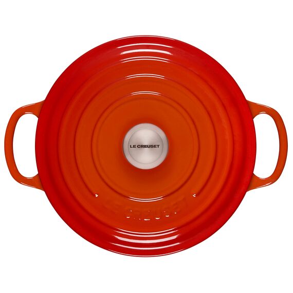 Le Creuset Signature Gusseisen-Bräter mit Deckel, Ø 22 cm, Rund, Für alle Herdarten und Induktion geeignet, Volumen: 3,3 l, 3,932 kg, Ofenrot, 21177220902430