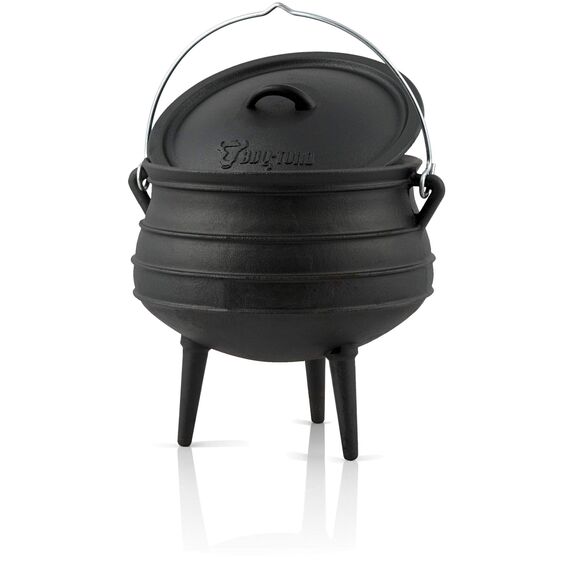 BBQ-Toro Potjie | Gusseisen Hexenkessel Potjie #1, ca. 3 Liter | Guss Kochtopf mit Füßen | Südafrikanischer Dutch Oven | Kochtopf für offenes Feuer, Gusseisen Schmortopf mit Deckel | Fleischtopf