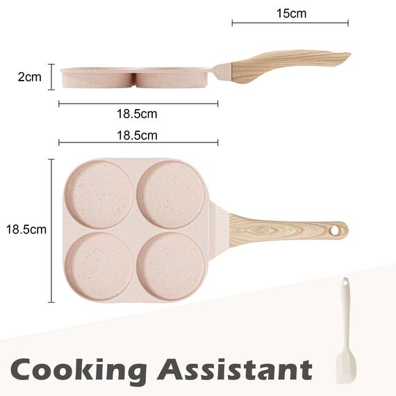 RIOVARM Antihaft Omelette Pfanne, Induktion Eierpfanne, Granit Beschichtung Kleine Bratpfanne ohne PFOA, Rund 4-Loch Eierpochierpfanne für das Frühstück,Pfannkuchen-Pfanne, Camping Pfanne