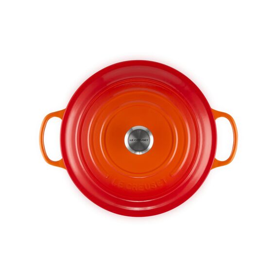 Le Creuset Signature Gusseisen-Bräter mit Deckel, Ø 30 cm, Rund, Für alle Herdarten und Induktion geeignet, Volumen: 8.1 l, 7,165 kg, Ofenrot, 21177300902430