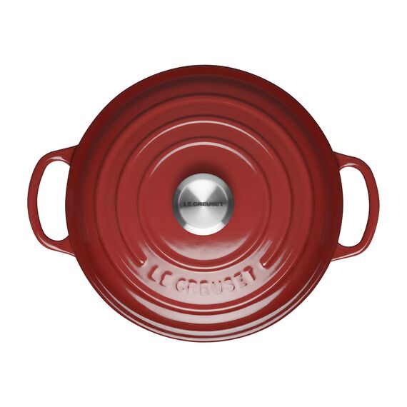 Le Creuset Signature Gusseisen-Bräter mit Deckel, Ø 24 cm, Rund, Für alle Herdarten und Induktion geeignet, Volumen: 4,2 l, 4,305 kg, Burgundy, 21177247502430