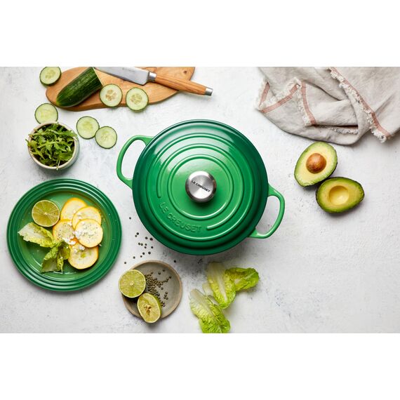 Le Creuset Signature Gusseisen-Bräter mit Deckel, Ø 24 cm, Rund, Für alle Herdarten und Induktion geeignet, Volumen: 4,2 l, 4,305 kg, Bamboo, 21177244082430