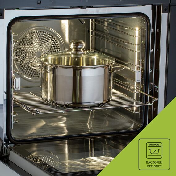 Level One Topf Edelstahl 14 cm Kochtopf Induktion 1,2 Liter, Mini Fleischtopf & Bratentopf mit Glasdeckel für den Backofen, rostfreier Edelstahl, für alle Herdarten geeignet