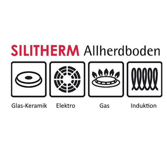 Silit Toskana Topfset Induktion 5-teilig, Edelstahl teilmattiert, Induktions Töpfe Set unbeschichtet mit Glasdeckel, für alle Herdarten geeignet, ohne Innenskalierung, spülmaschinengeeignet