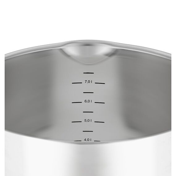 RÖSLE EXPERTISO Gemüse und Suppentopf, Hochwertiger Universaltopf aus Edelstahl 18/10, 24 cm, Glasdeckel, Innenskalierung, induktionsgeeignet, spülmaschinengeeignet, Silberfarben