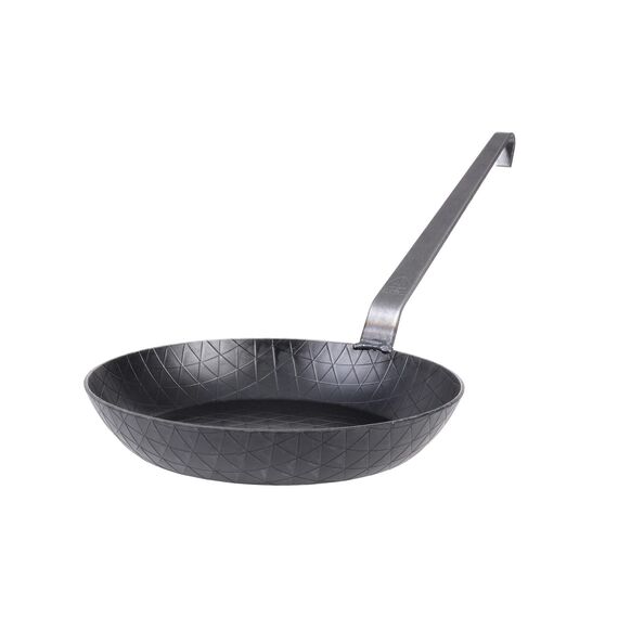 GRÄWE Schmiedeeiserne Bratpfanne F400, Ø 24 cm, hoher Rand, Eisenpfanne mit Wender, 400° C hitzebeständig, Pfanne aus Eisen, kratzfeste Bratpfanne, unbeschichtet, Outdoor-Cooking, induktionsgeeignet