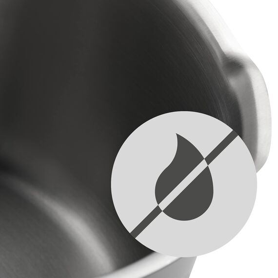 WMF Function 4 Stielkasserolle ohne Deckel 16cm, kleiner Topf 1,4l, Milchtopf Induktion, Kochtopf klein, Cromargan Edelstahl poliert, 4 Abgießfunktionen, Innenskalierung, rot