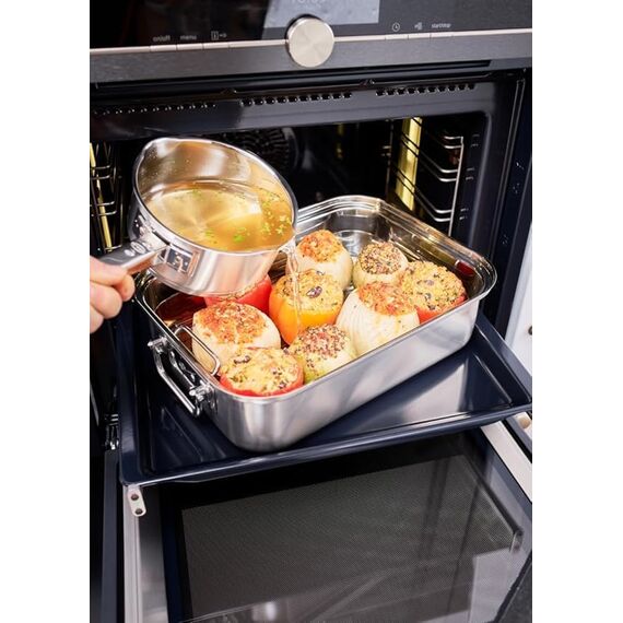 RÖSLE EXPERTISO Stielkasserolle, Hochwertiger Universaltopf aus Edelstahl 18/10, 16 cm, Edelstahlgriff, Innenskalierung, induktionsgeeignet, spülmaschinengeeignet, Silberfarben