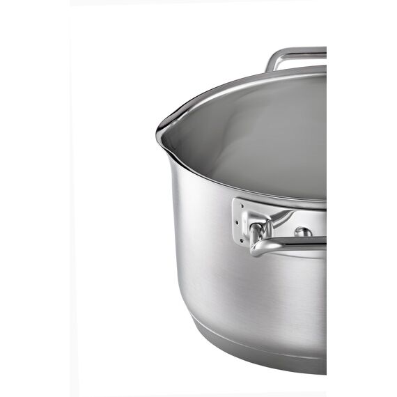 RÖSLE EXPERTISO Kochtopf, Hochwertiger Universaltopf aus Edelstahl 18/10, 24 cm, Glasdeckel, Innenskalierung, induktionsgeeignet, spülmaschinengeeignet, Silberfarben