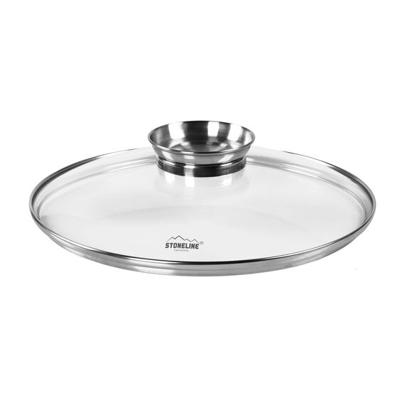 STONELINE Ceramic Servierpfanne 24 cm Hoher Rand Keramikpfanne Induktion Antihaft Pfanne mit Deckel, Keramikbeschichtung mit echten Steinpartikeln, PFAS frei, Für alle Herdarten, Backofengeeignet