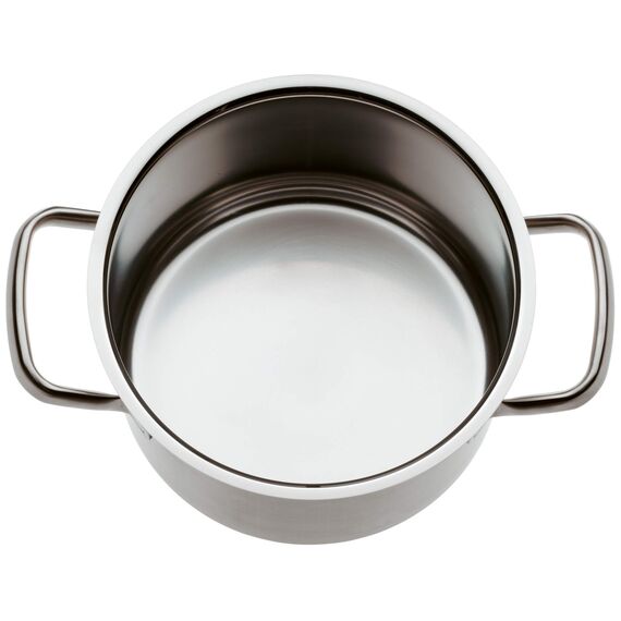 WMF Gourmet Plus Topfset Induktion 5-teilig, Kochtopf Set mit Metalldeckel, Cromargan Edelstahl mattiert, Induktions Töpfe Set unbeschichtet, Innenskalierung