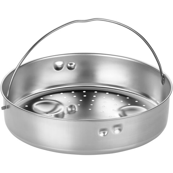 WMF Schnellkochtopf-Zubehör Set 2-teilig, Einsatz gelocht mit Einsatzsteg, für Schnellkochtöpfe 3,0 - 8,5l, Cromargan Edelstahl, spülmaschinengeeignet