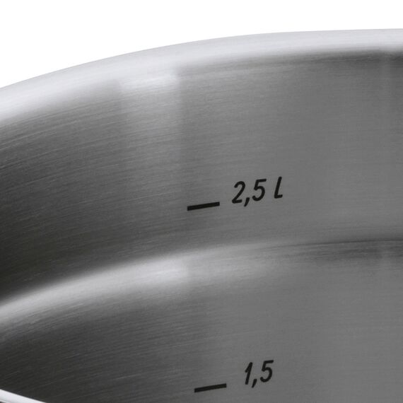 WMF Function 4 Kochtopf groß 24cm, Glasdeckel, Bratentopf Induktion 4,1l, Cromargan Edelstahl poliert, 4 Abgießfunktionen, Innenskalierung, rot