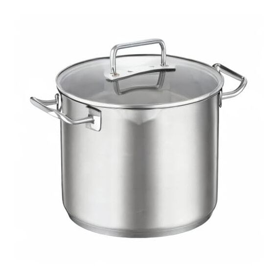 RÖSLE EXPERTISO Gemüse und Suppentopf, Hochwertiger Universaltopf aus Edelstahl 18/10, 24 cm, Glasdeckel, Innenskalierung, induktionsgeeignet, spülmaschinengeeignet, Silberfarben