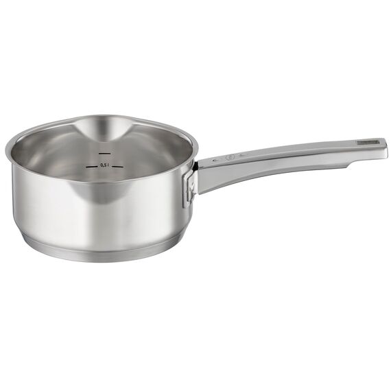 RÖSLE EXPERTISO Topf-Set 4-tlg., hochwertiges Universaltopfset mit 3 Kochtöpfen und 1 Stielkasserolle, Edelstahl 18/10, Glasdeckel, Innenskalierung, induktionsgeeignet, spülmaschinengeeignet