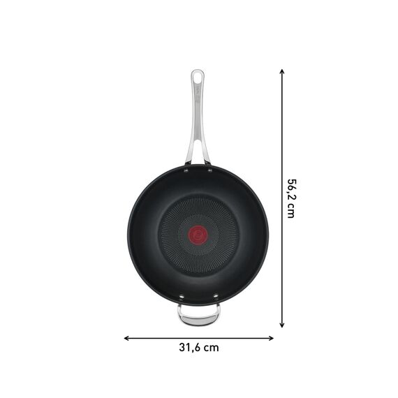 Tefal Jamie Oliver Cook's Classics Wokpfanne Induktion 28 cm, Antihaftversiegelung, Thermo-Signal bei idealer Brattemperatur, für alle Herdarten geeignet, genieteter Griff, Edelstahl, E3068835