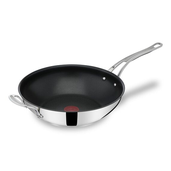 Tefal Jamie Oliver Cook's Classics Wokpfanne Induktion 28 cm, Antihaftversiegelung, Thermo-Signal bei idealer Brattemperatur, für alle Herdarten geeignet, genieteter Griff, Edelstahl, E3068835